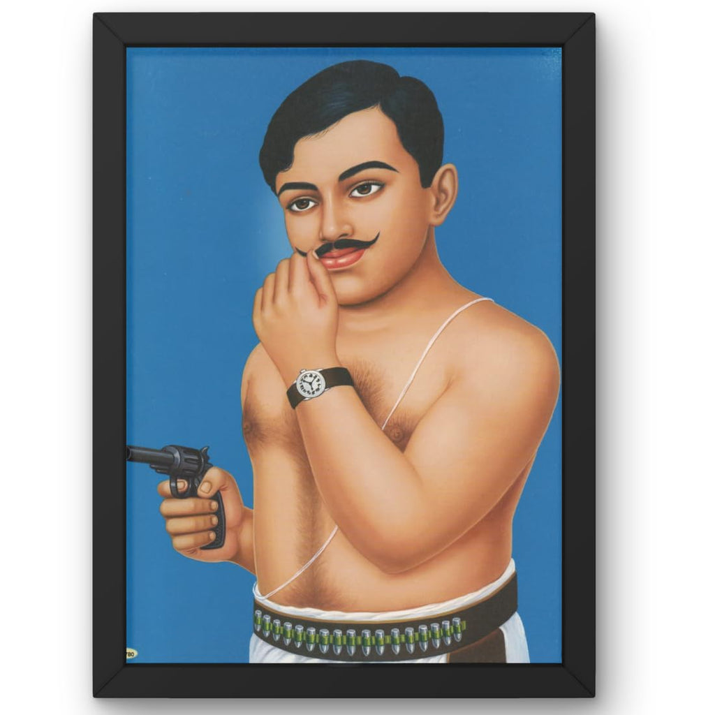 CRAFT QUEST Indian Freedom Fighter Chandra Shekhar Azad painting art Wood Frames with Acrylic Sheet (Glass, 10 X 14 Inches)