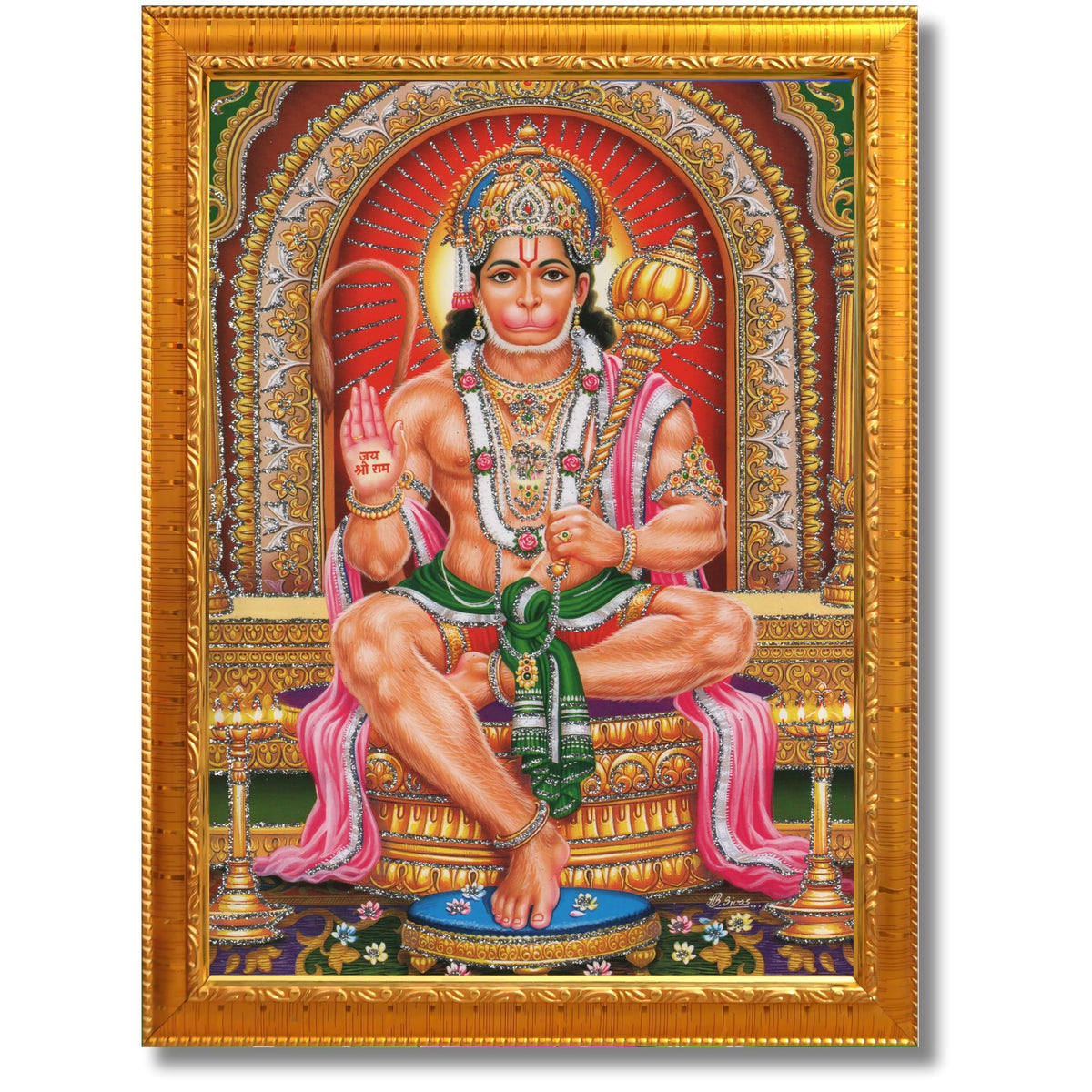 CRAFT QUEST Hanuman JI | Bajrangbali Religious Photo frame Decorative Item Synthetic frame