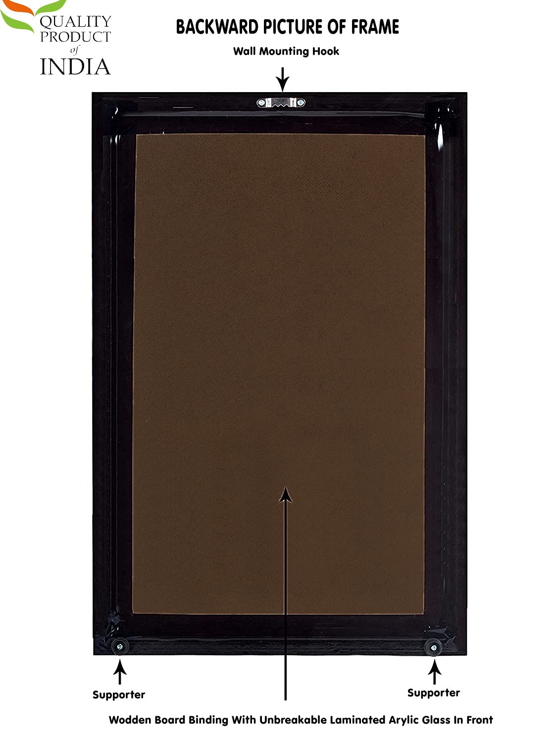 CRAFT QUEST Mahavatar Babaji Photo Frame For Wall Table Size Small ( 6x8 inches, Acrylic Glass),Black