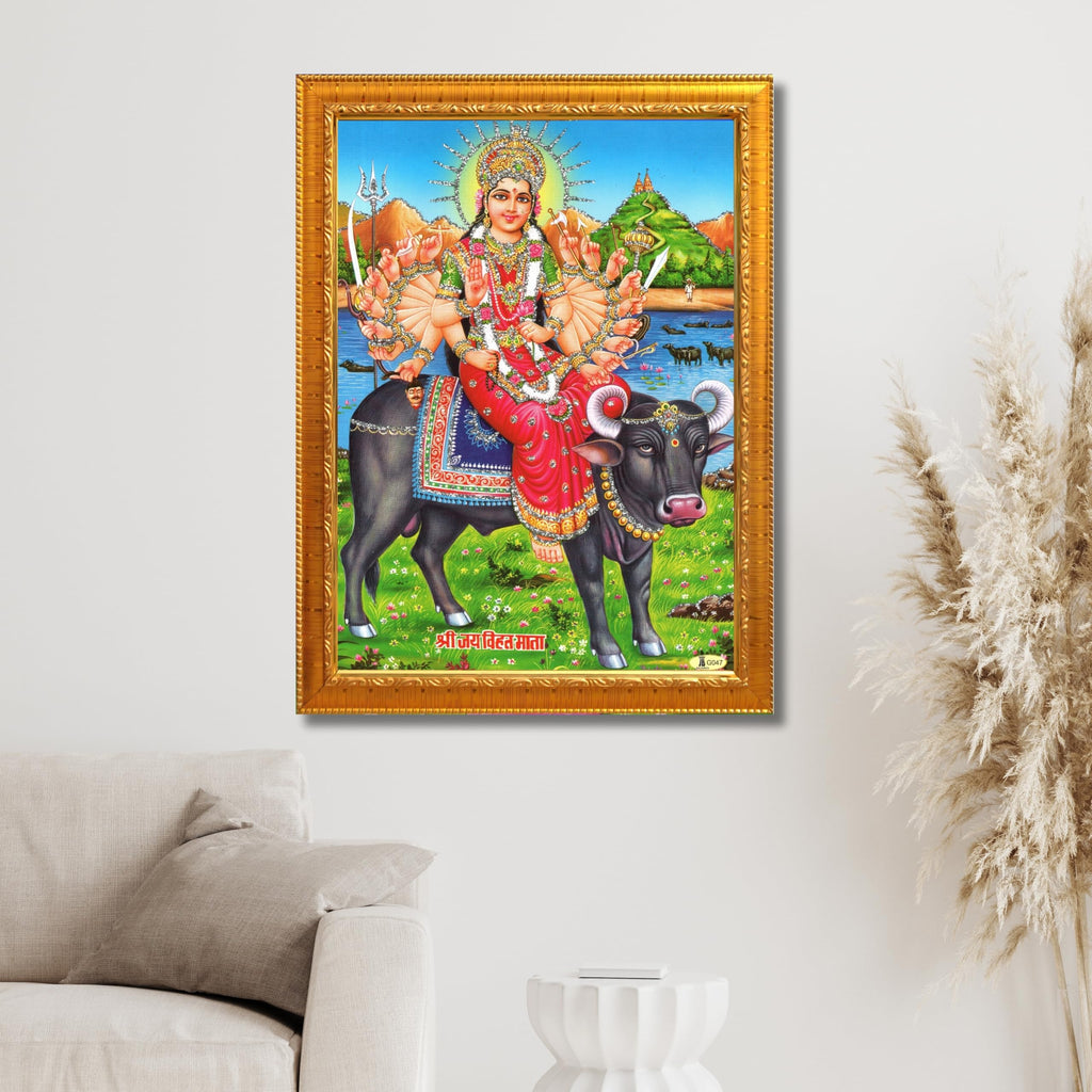 CRAFT QUEST Hindu Goddess Vihat ma Religious Photo frame | Acrylic, Lightweight | Hindu God Spiritual Framed | Ideal for Home, Office, Temple & Puja Room, Wall Decor
