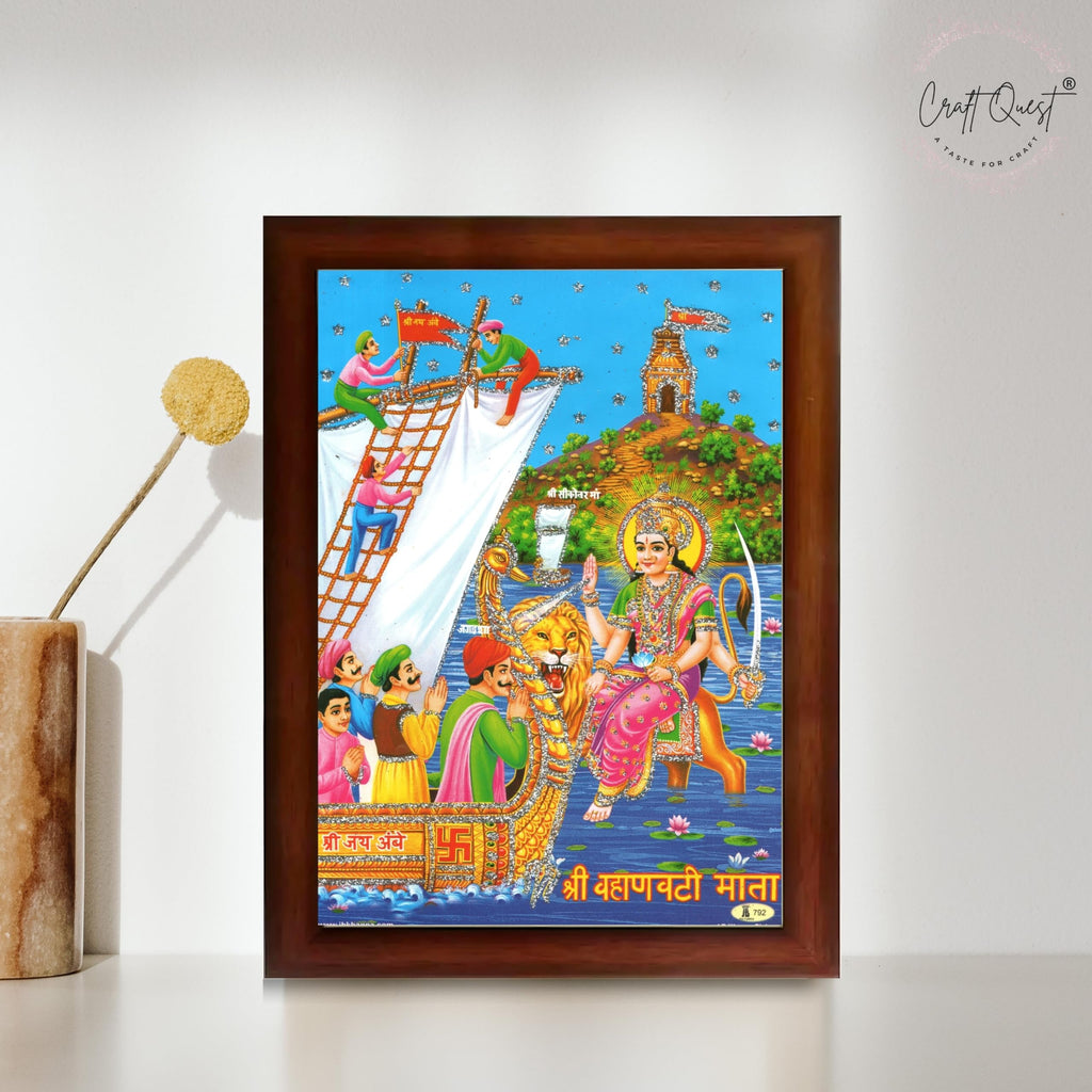 CRAFT QUEST Shri Vahanvati Mata Sikotar Maa Photo frame | Acrylic, Lightweight | Hindu God Spiritual Framed | Ideal for Home, Office, Temple & Puja Room, Wall Decor
