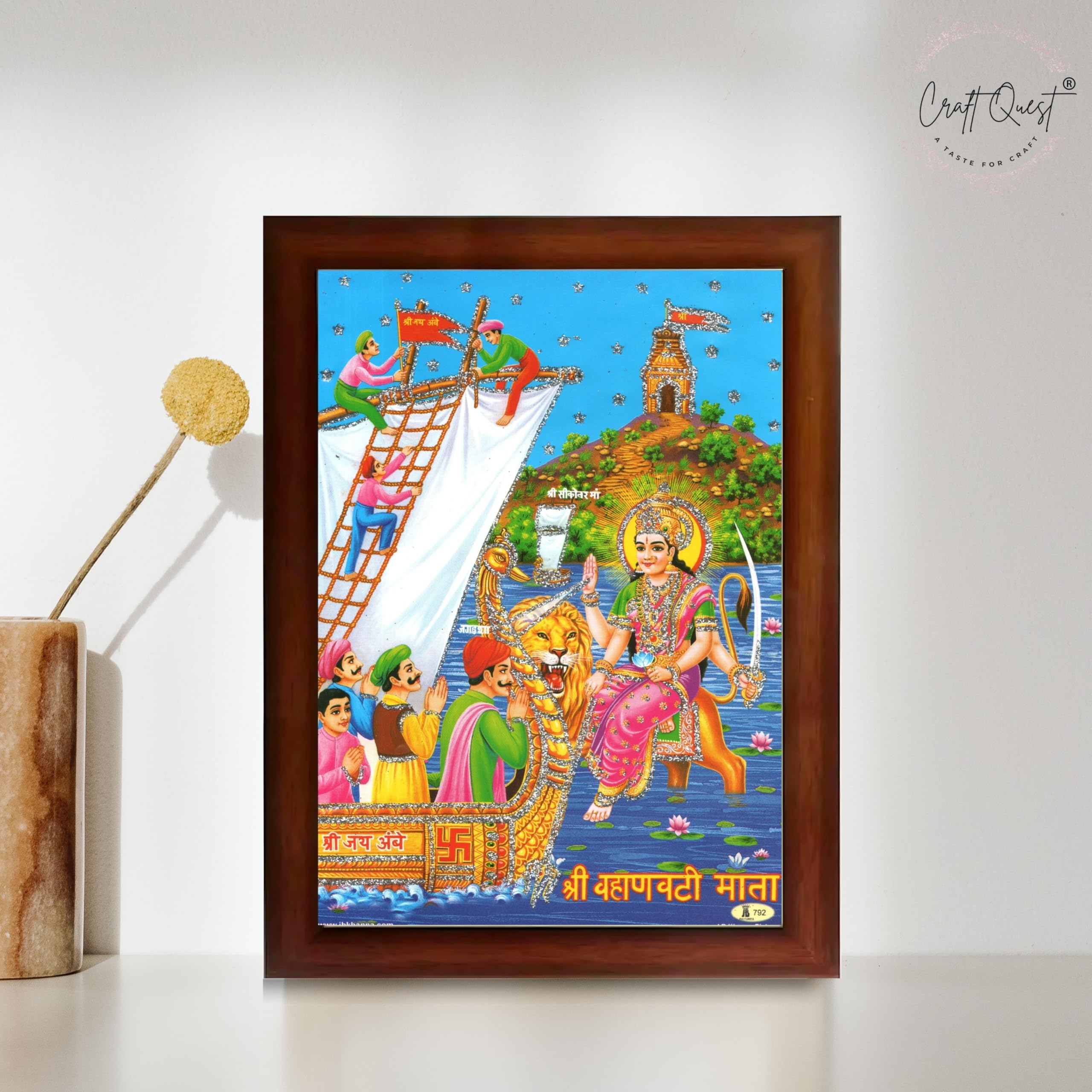 CRAFT QUEST Shri Vahanvati Mata Sikotar Maa Photo frame | Acrylic, Lightweight | Hindu God Spiritual Framed | Ideal for Home, Office, Temple & Puja Room, Wall Decor