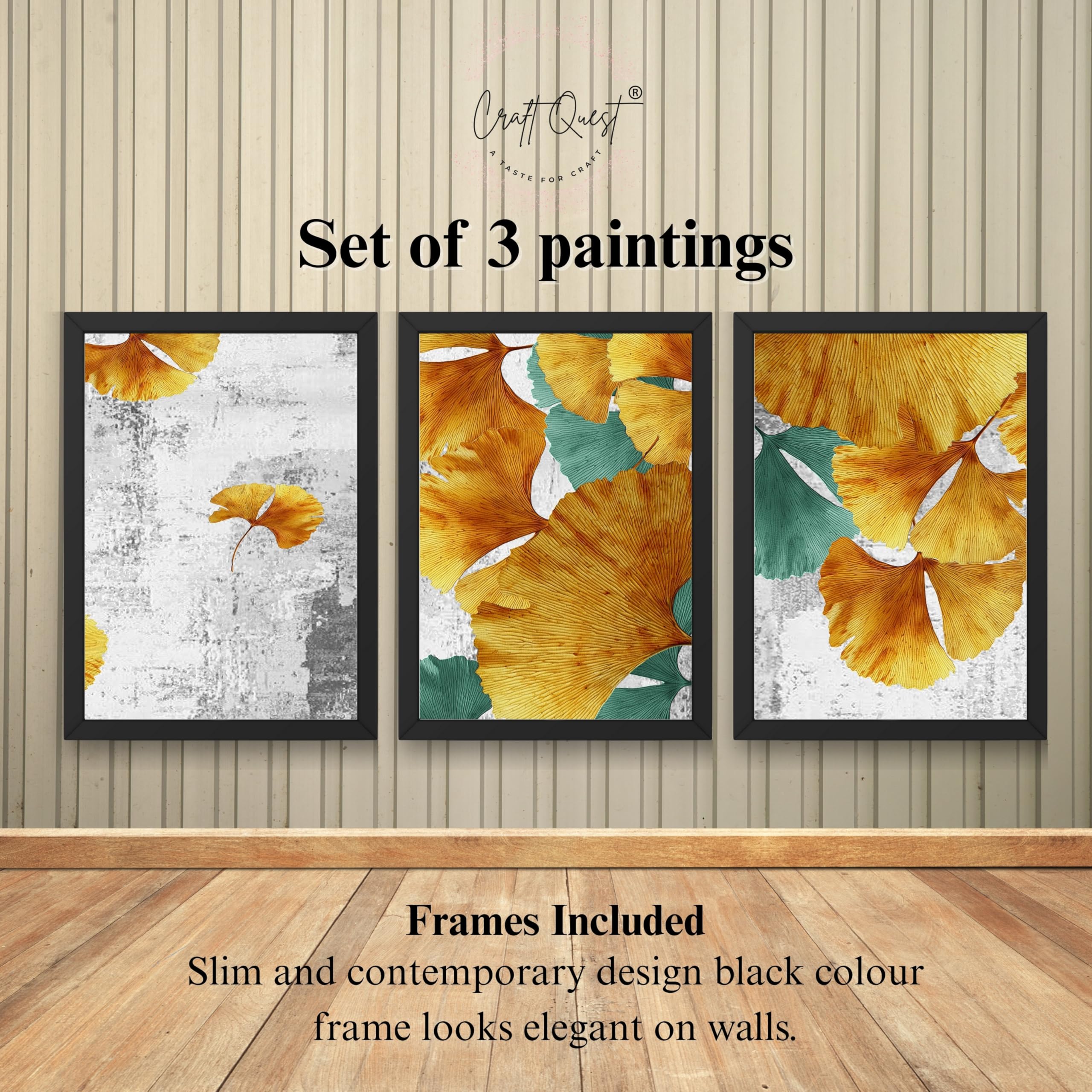 CRAFT QUEST Modern Art Rich Texture Abstract Wall Art | Set of 3 Frames for Home Decoration | Ideal for Living Room, Bedroom & Offices
