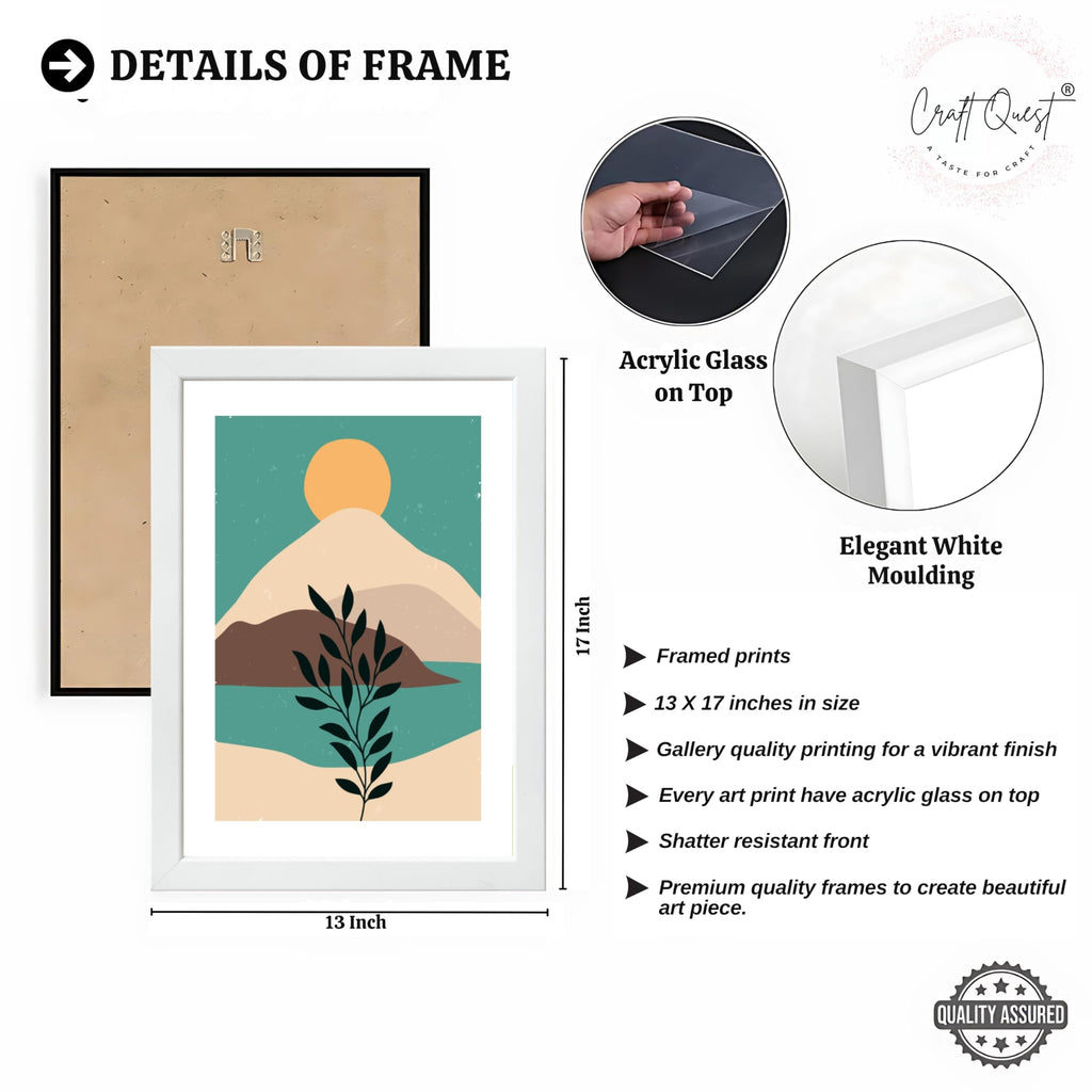CRAFT QUEST Wall Art Decor Paintings | Set of 3 Wall Art Frames for Home Decoration | Ideal for Living Room, Bedroom & Office