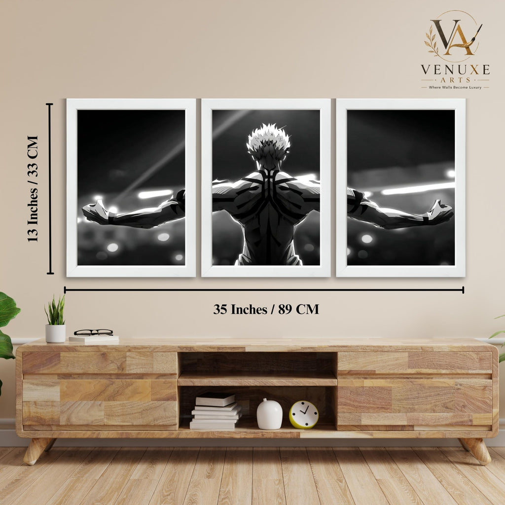 VENUXE ARTS Set Of 3 Anime Characters Wall Framed |Anime Characters Framed Poster for Living Room Bedroom Gaming Room Studio Wall Decor