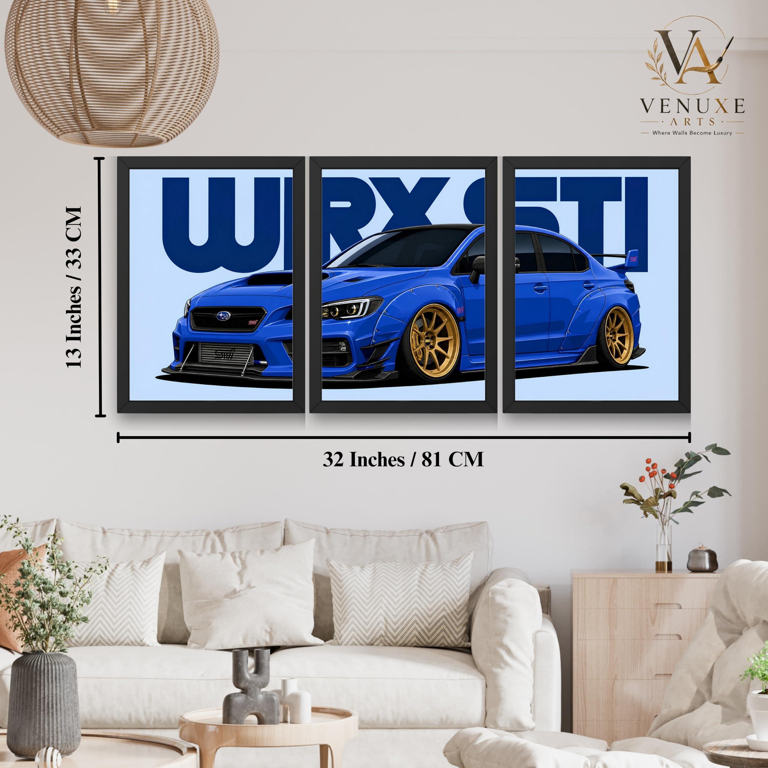 VENUXE ARTS Set Of 3 Big Sports Cars Framed Posters Gift Items for Boys Room Wall Decoration Bedroom Living Room Office Studio Décor | Car Poster Frame for Wall Décor