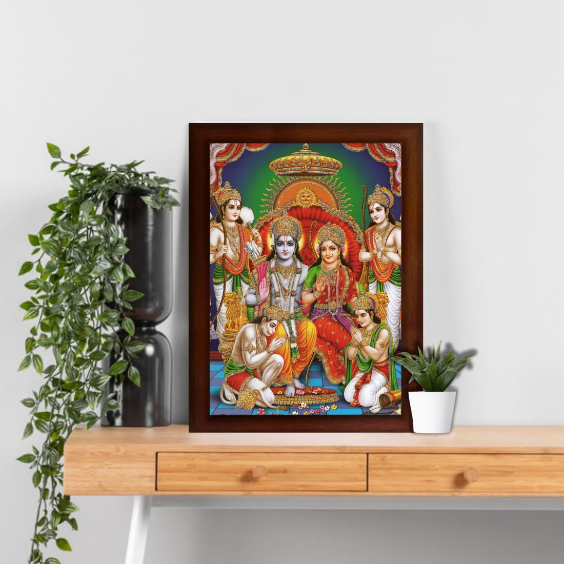 Craft Quest Ram Darbar Sparkle Coated Framed Home Decorative Gift Item Painting (14 X 10 Inches, Multicolour,Religious) RD1013-505