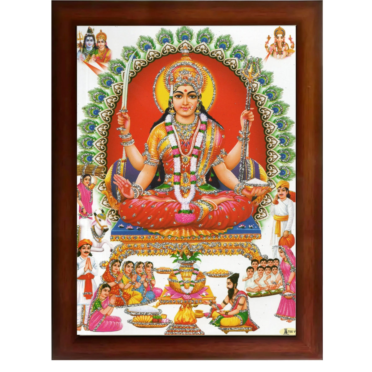 CRAFT QUEST Santoshi Mata Color Photo Frame for Home Temple and Devotional Decor