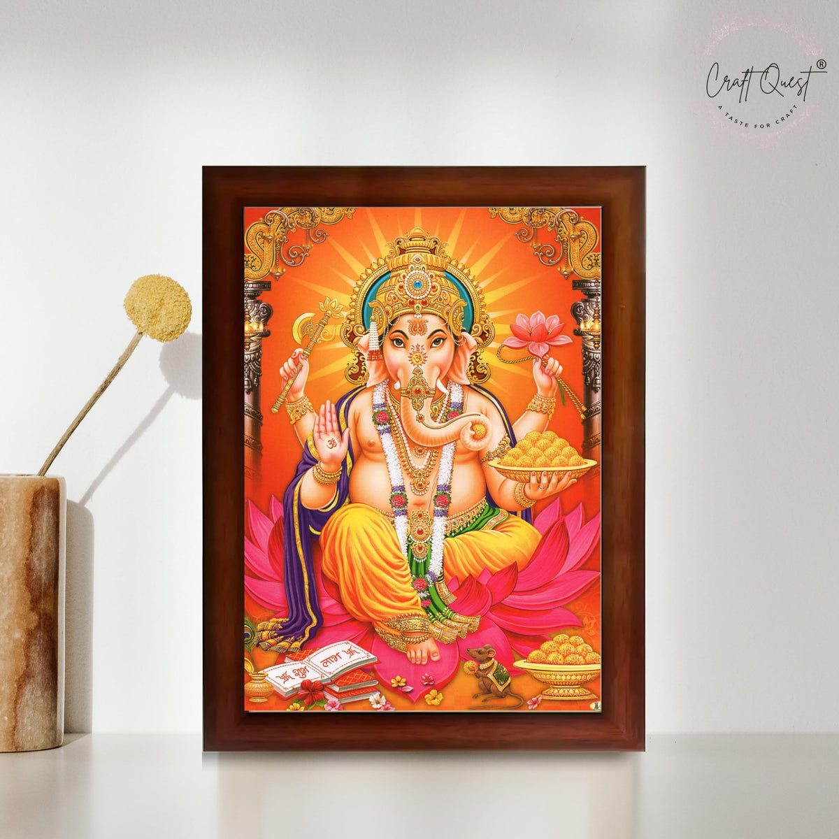 CRAFT QUEST Lord Ganpati Modern Wall Art Painting With Frame, Home and Office Decor Item