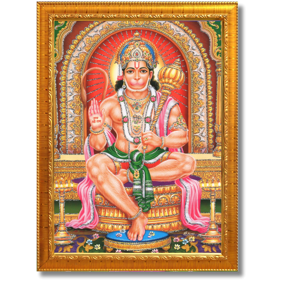 CRAFT QUEST Hanuman JI | Bajrangbali Religious Photo frame Decorative Item Synthetic frame