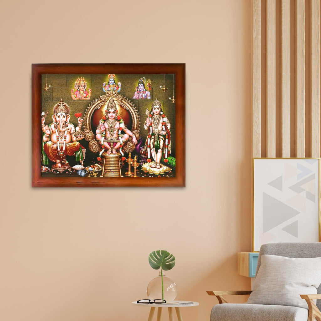 CRAFT QUEST Lord Swami Ayyappa Swamy Ayyappan Iyyappan South photo Frame For Wall Painting,Mandir, Pooja, Home Décor Items