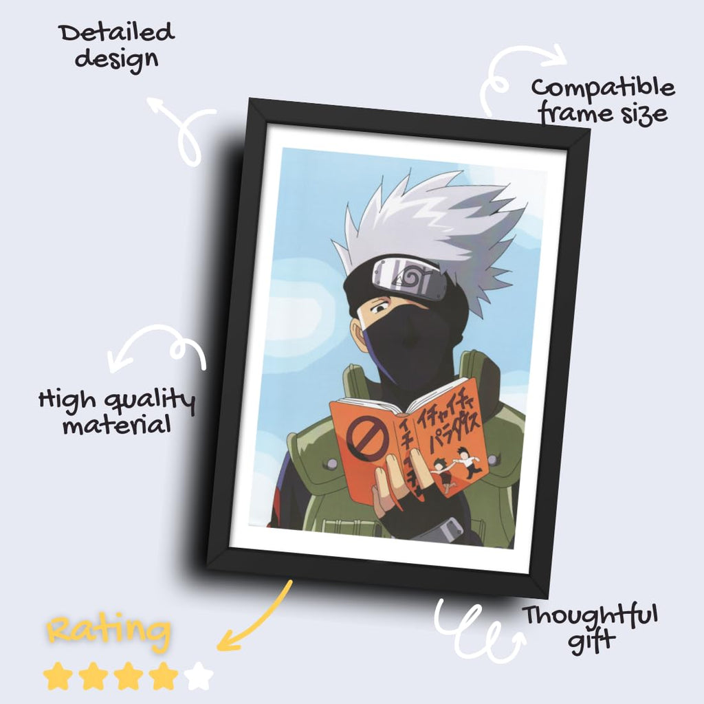CRAFT QUEST Naruto Anime Laminated Posters with Frame Painting For Anime Naruto Fans Wall Decor, Home Decor with Matt Black Frame (14 Inches x 10 Inches)