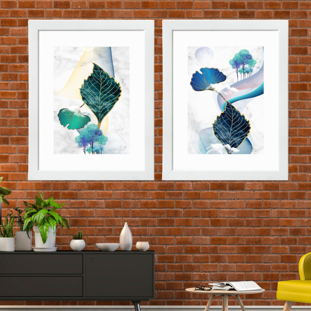 CRAFT QUEST Wall Art Decor Paintings | Set of 2 Wall Art Frames for Home Decoration | Ideal for Living Room, Bedroom & Office (Style 116)