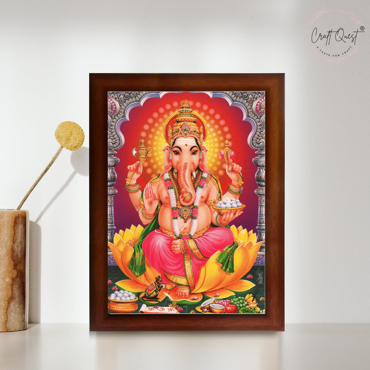 CRAFT QUEST Lord Ganesha Ganesh Ganpati Hanging Wall Painting Framed Home Decor