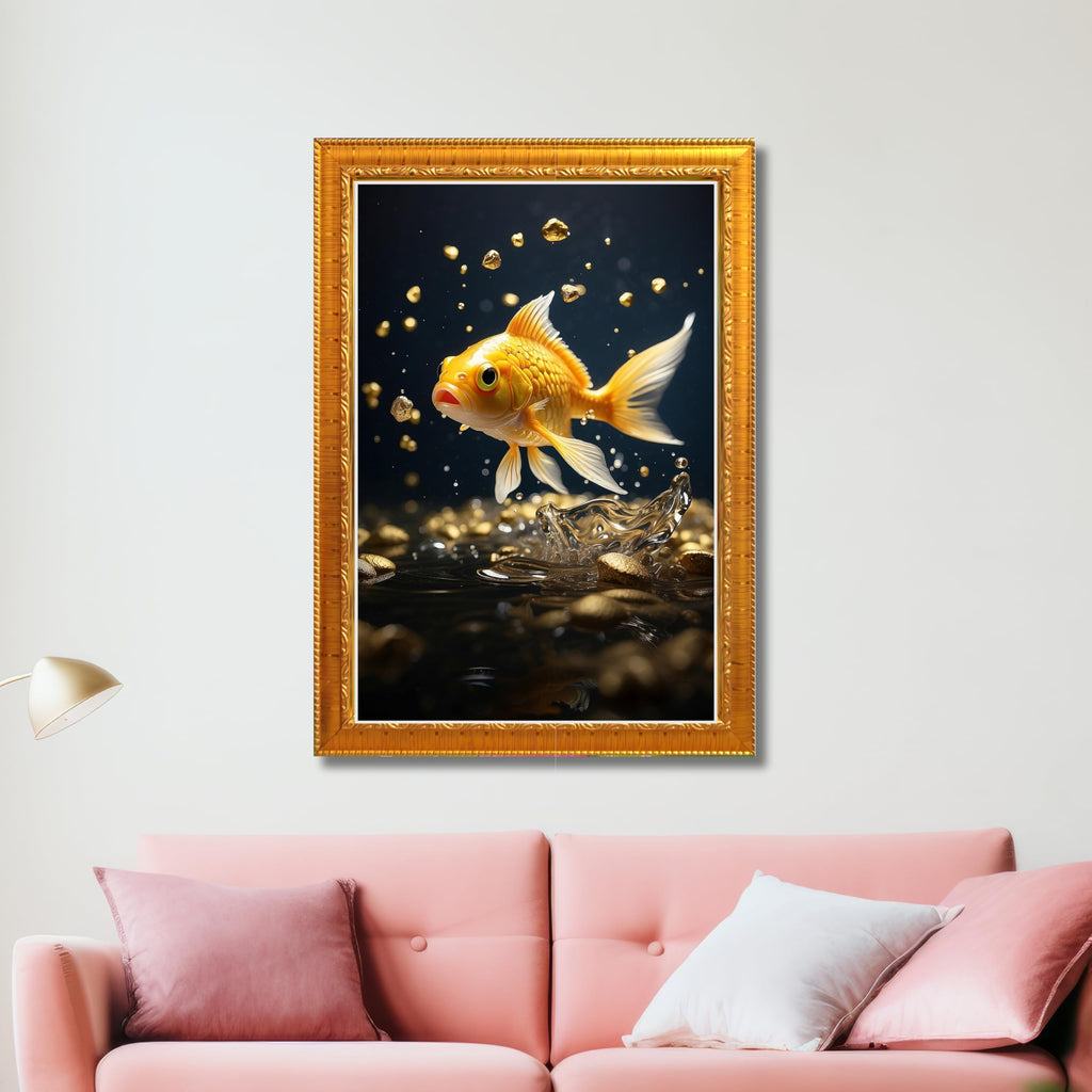 CRAFT QUEST Vastu Fishes Painting With Floating Frame Home Office Wall Decor | Paintings for Home Decoration, Living room, Bedroom and Office Décor