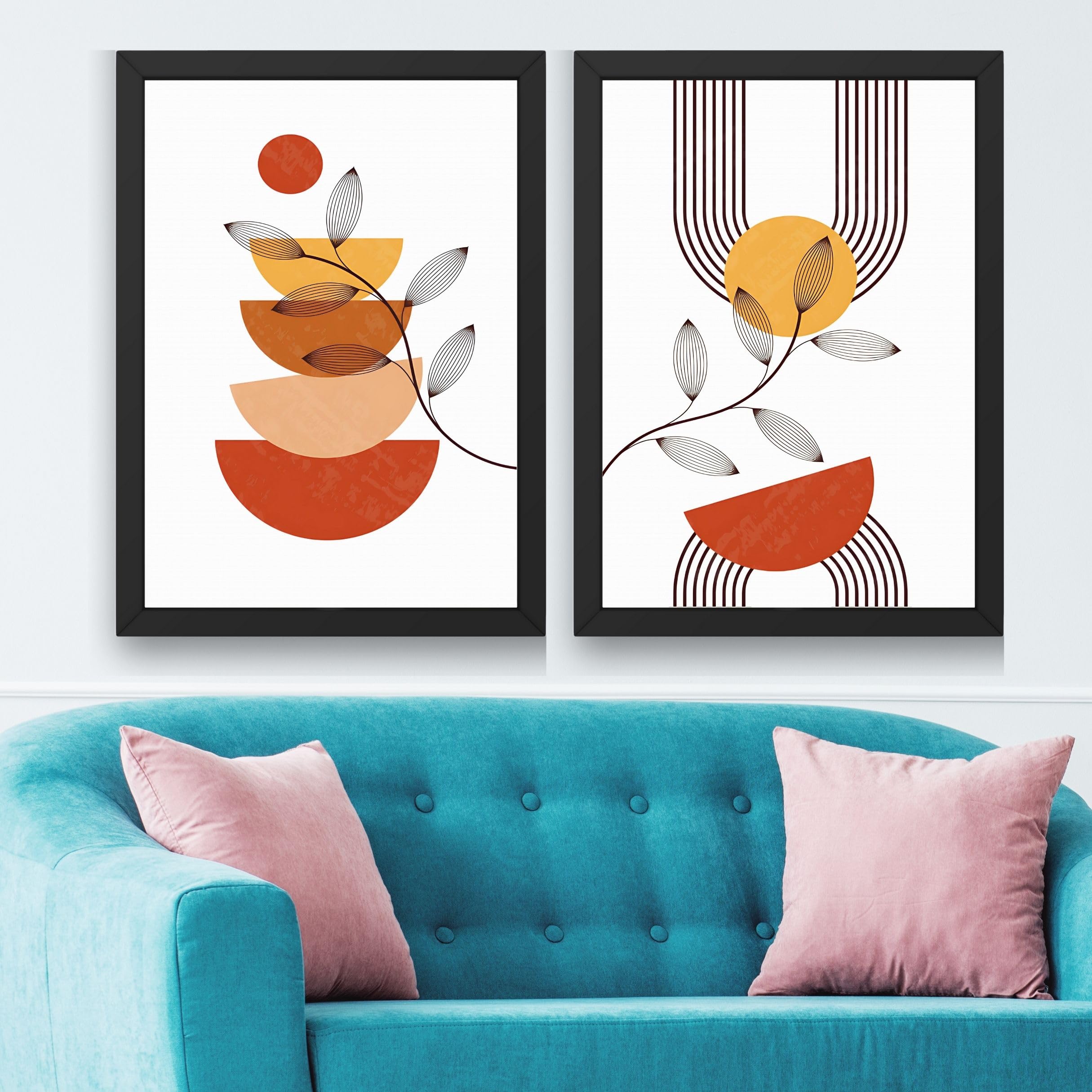 CRAFT QUEST Set of 2 piece Wall Art poster Frame Painting for Wall Decoration With Acrylic Glass, living room, Home, Restraunt, Office