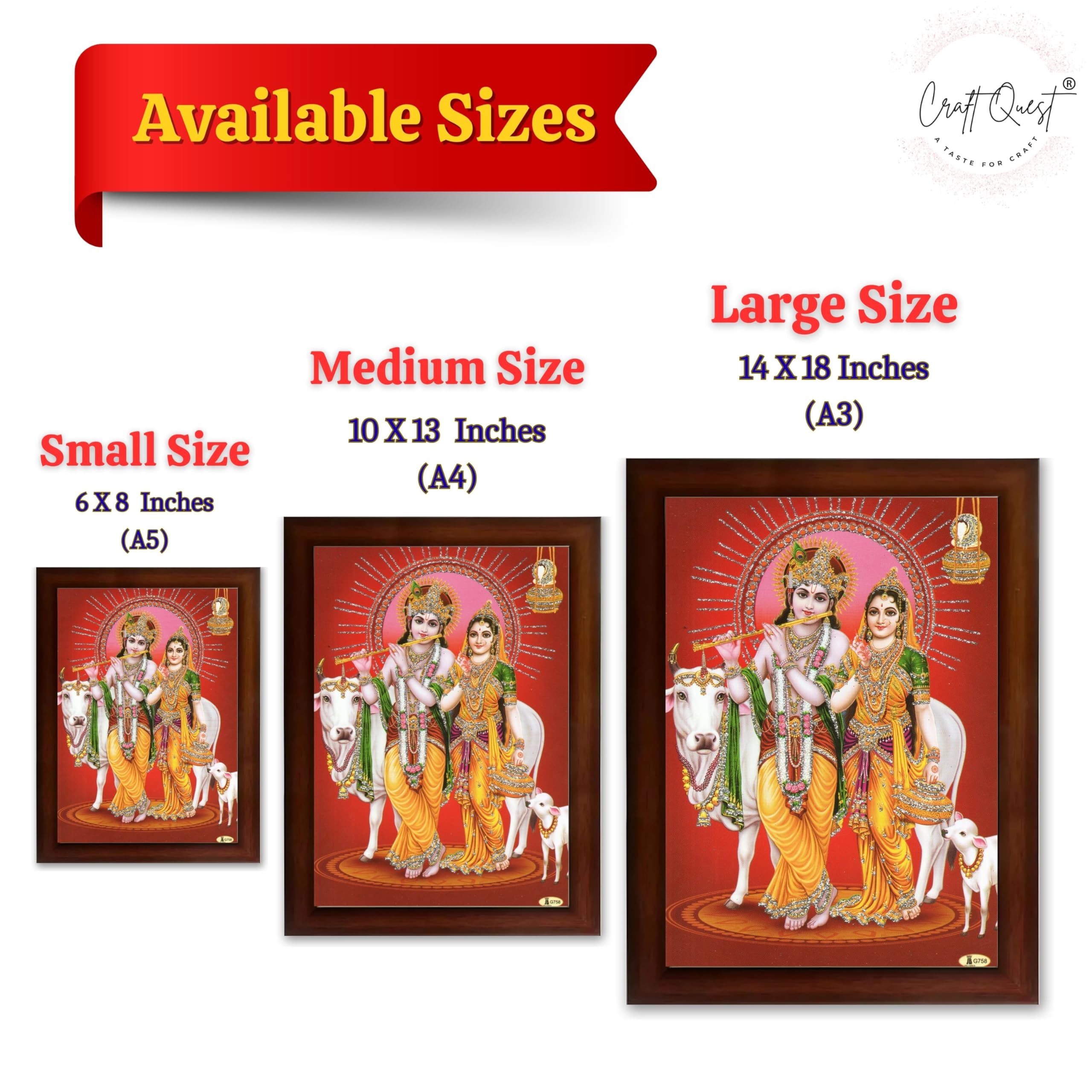 CRAFT QUEST Radha Krishna Photo Frame Wall Painting Framed Home Décor
