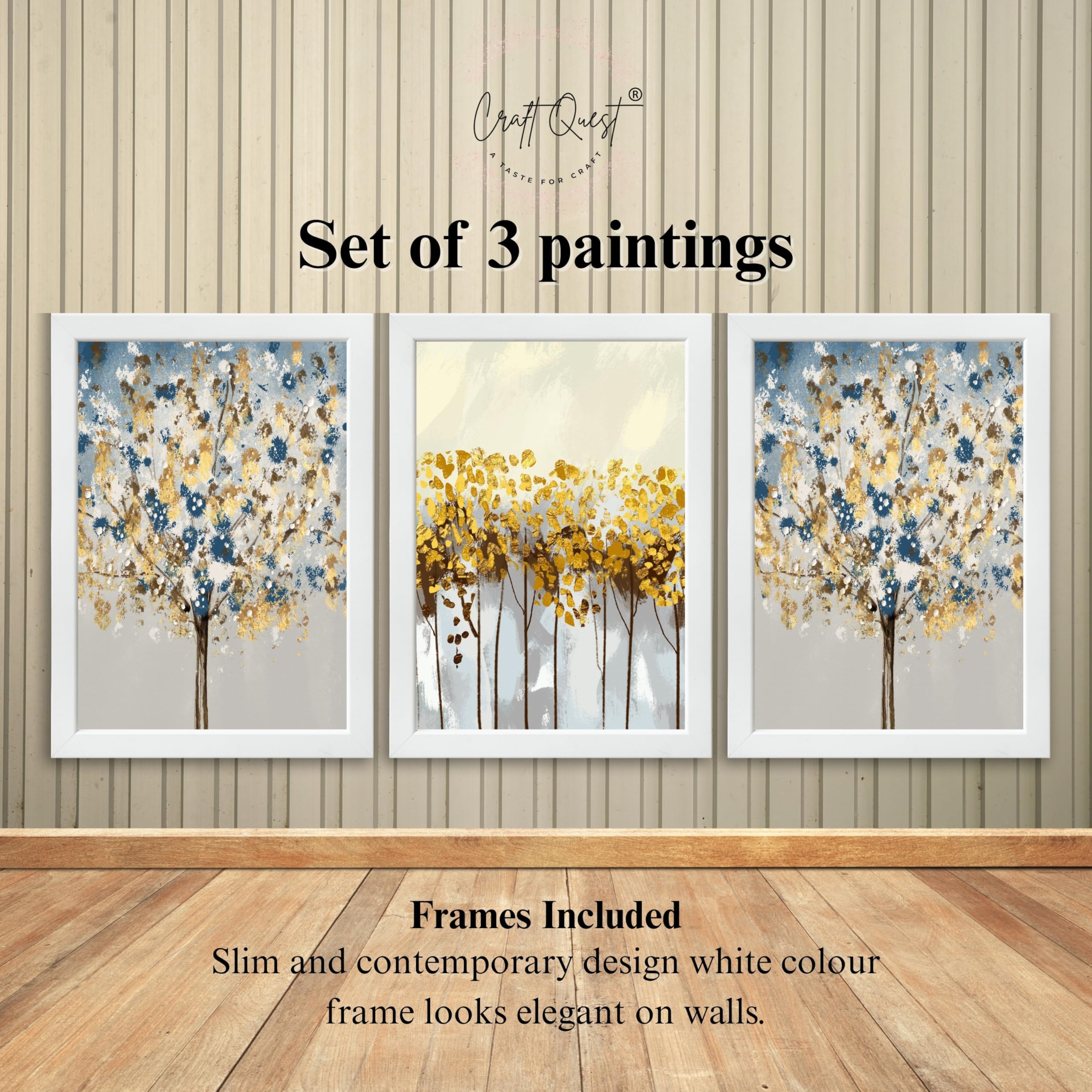 CRAFT QUEST Modern Art 3 SET Paintings Wall Art | Set of 3 Frames for Home Decoration | Ideal for Living Room, Bedroom & Offices