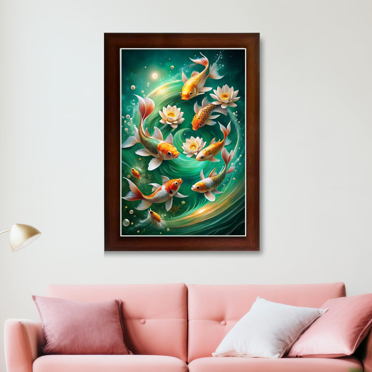 CRAFT QUEST Vastu Fishes Painting With Floating Photo Frame Home Office Wall Decor | Paintings for Home Decoration, Living room, Bedroom and Office Décor