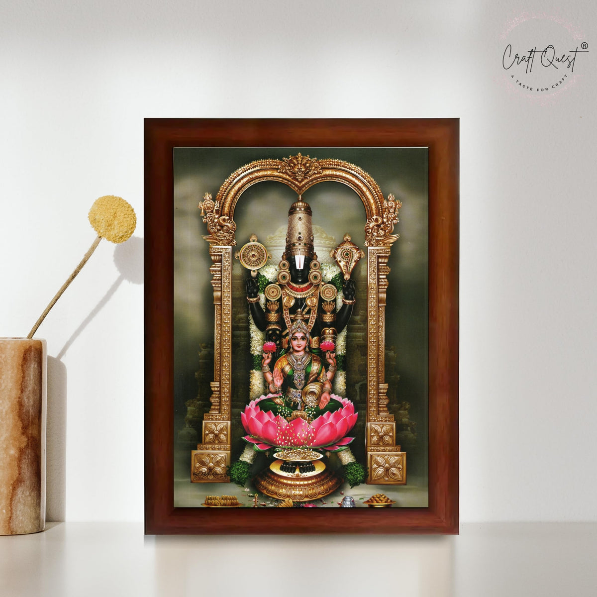 CRAFT QUEST Balaji Venkateshwara Tirupati Balaji Lakshmi venkateshwer Swamy Wall Photo Frame For Home, Temple, Pooja, Wall Décor Item
