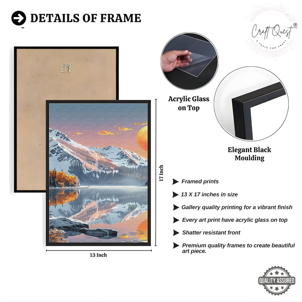 CRAFT QUEST Modern Art Paintings With Lake & Mountains Wall Art | Set of 3 Frames for Home Decoration | Ideal for Living Room, Bedroom & Offices