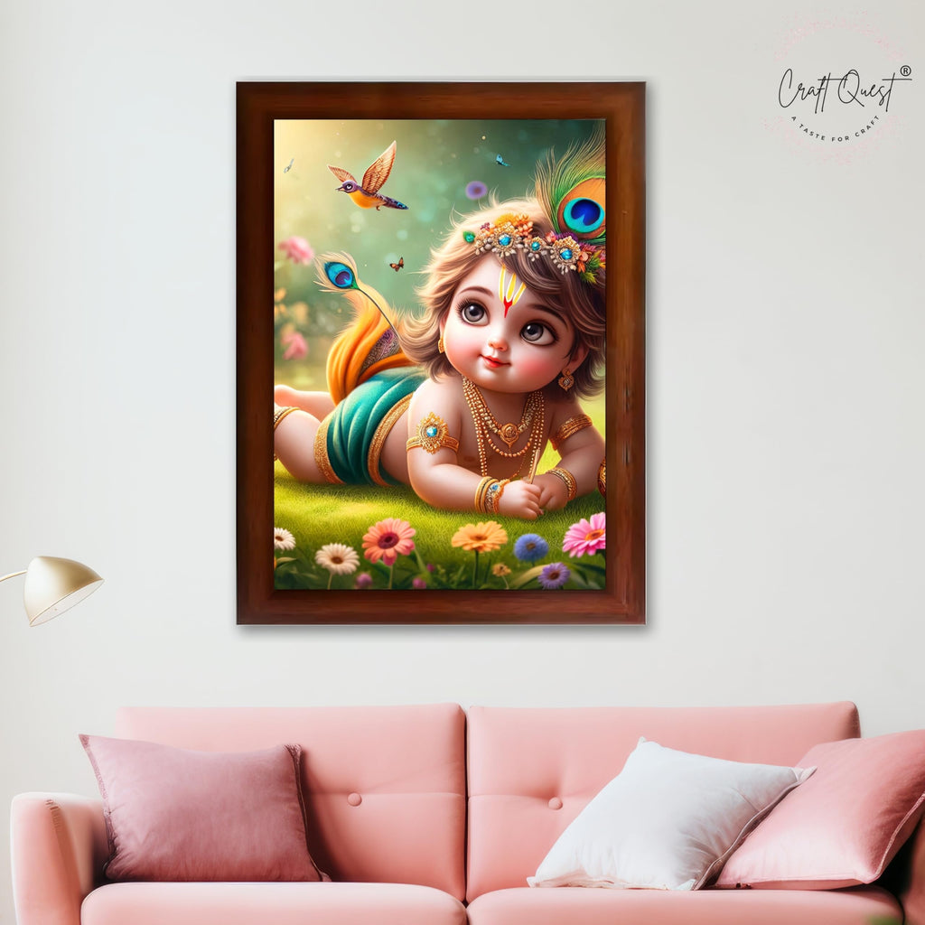 CRAFT QUEST Bal Gopal Krishna Photo For Pregnant Women Poster For Decoration Wall, Bedroom, Living Room,