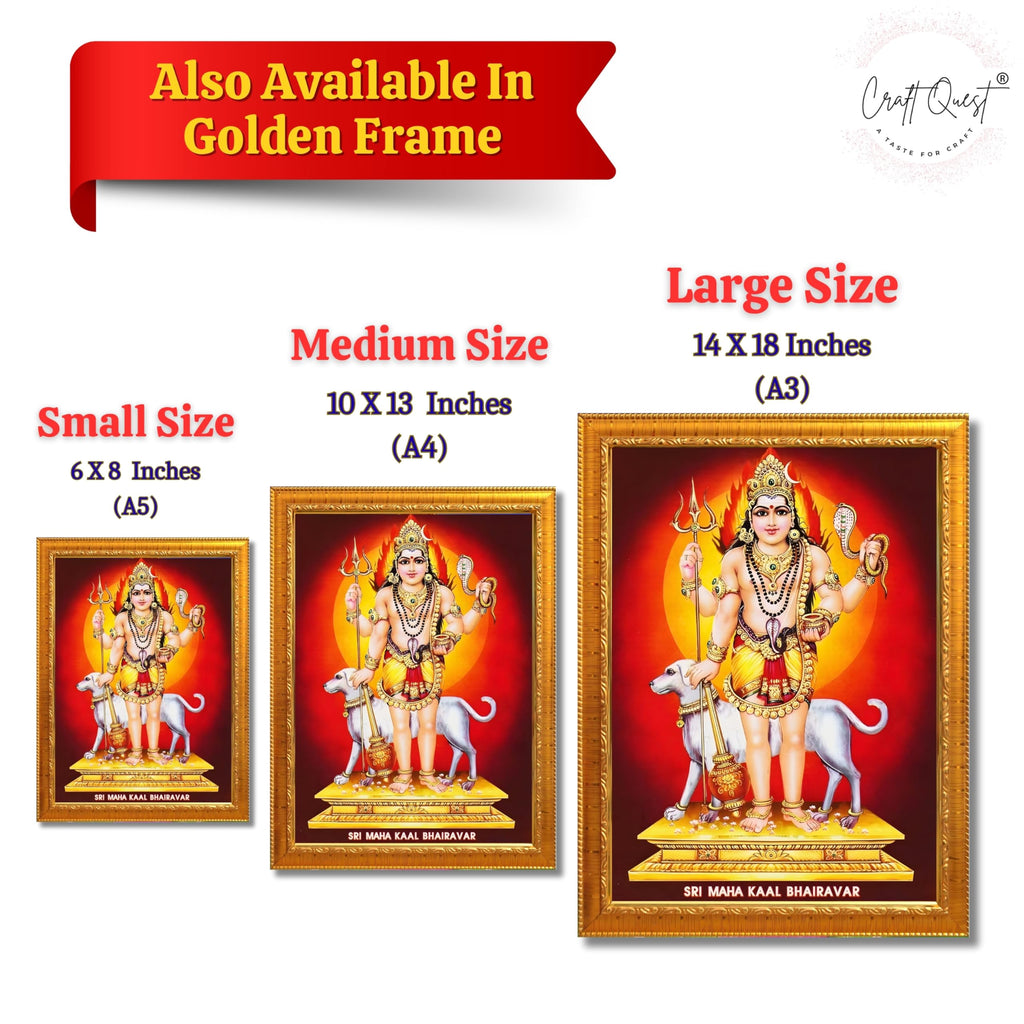 CRAFT QUEST Bhairava Kaal Bhairav Baba Bairava Photo Frame | Hindu God Spiritual Framed | Ideal for Home, Office, Temple & Puja Room, Wall Decor