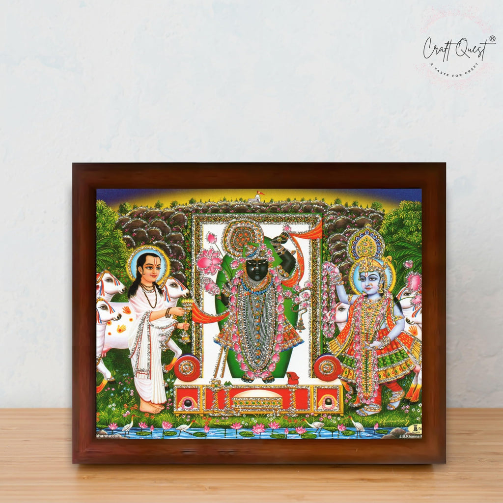 CRAFT QUEST Lakshmi Devi Dhana Vaivabh Laxmi Maa Wall Painting Frame for Diwali,Temple, Pooja, Living Room Home and Decor items
