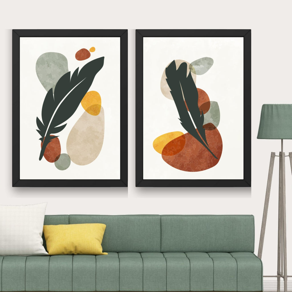 CRAFT QUEST Wall Art Decor Paintings | Set of 2 BOTONICAL Wall Art Frames for Home Decoration | Ideal for Living Room, Bedroom & Office