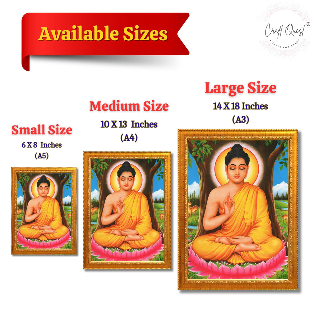 CRAFT QUEST Lord Buddha Photo Frame | Premium HD Spiritual Wall Frame | Peaceful Gautam Buddha Picture for Home Decor, Meditation Room & Office