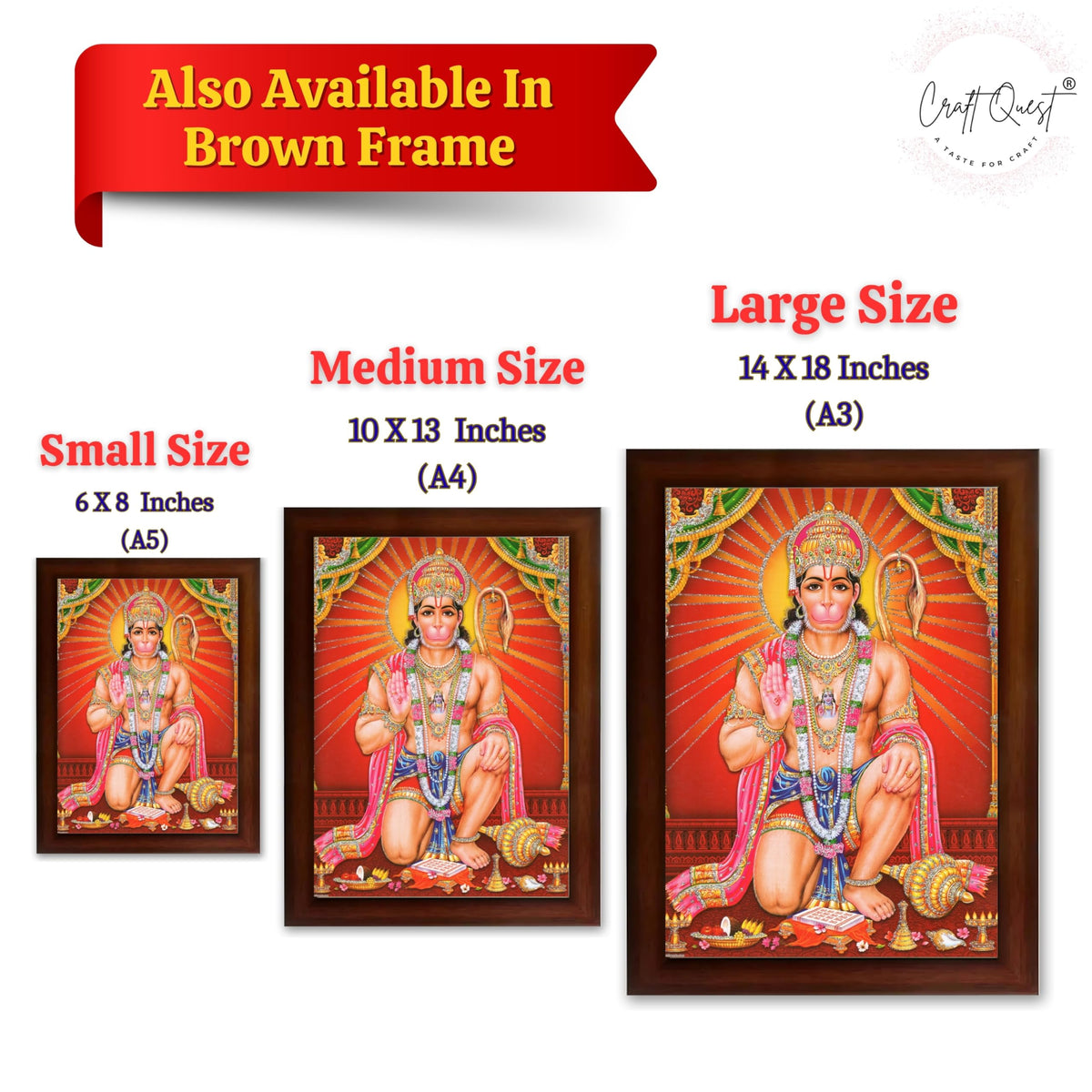 CRAFT QUEST Hanuman JI | Bajrangbali Religious Photo frame Home Decorative Item Synthetic frame