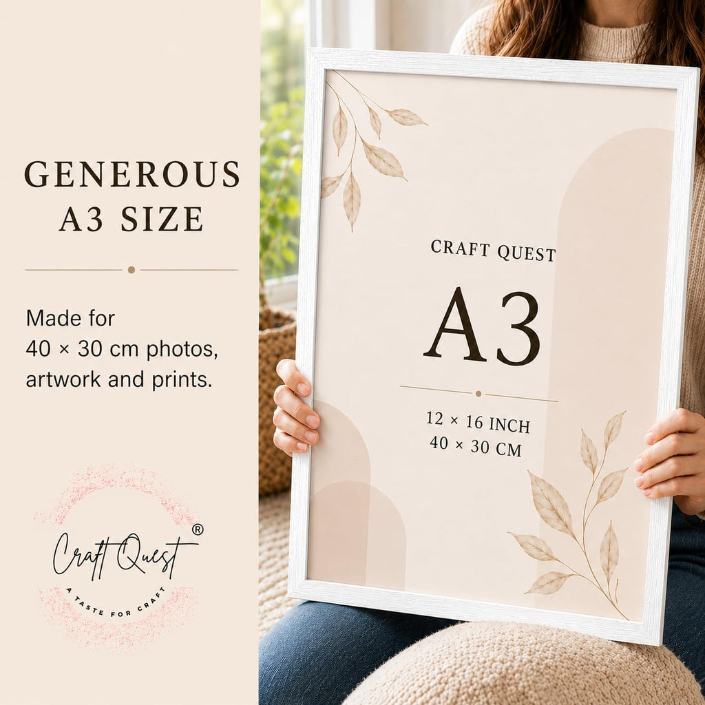 CRAFT QUEST 4X6 Inch Size synthetic Wall Mount Photo frames Single For Home Decoration, Living Room, Office Decoration (Natural, Set of 1)