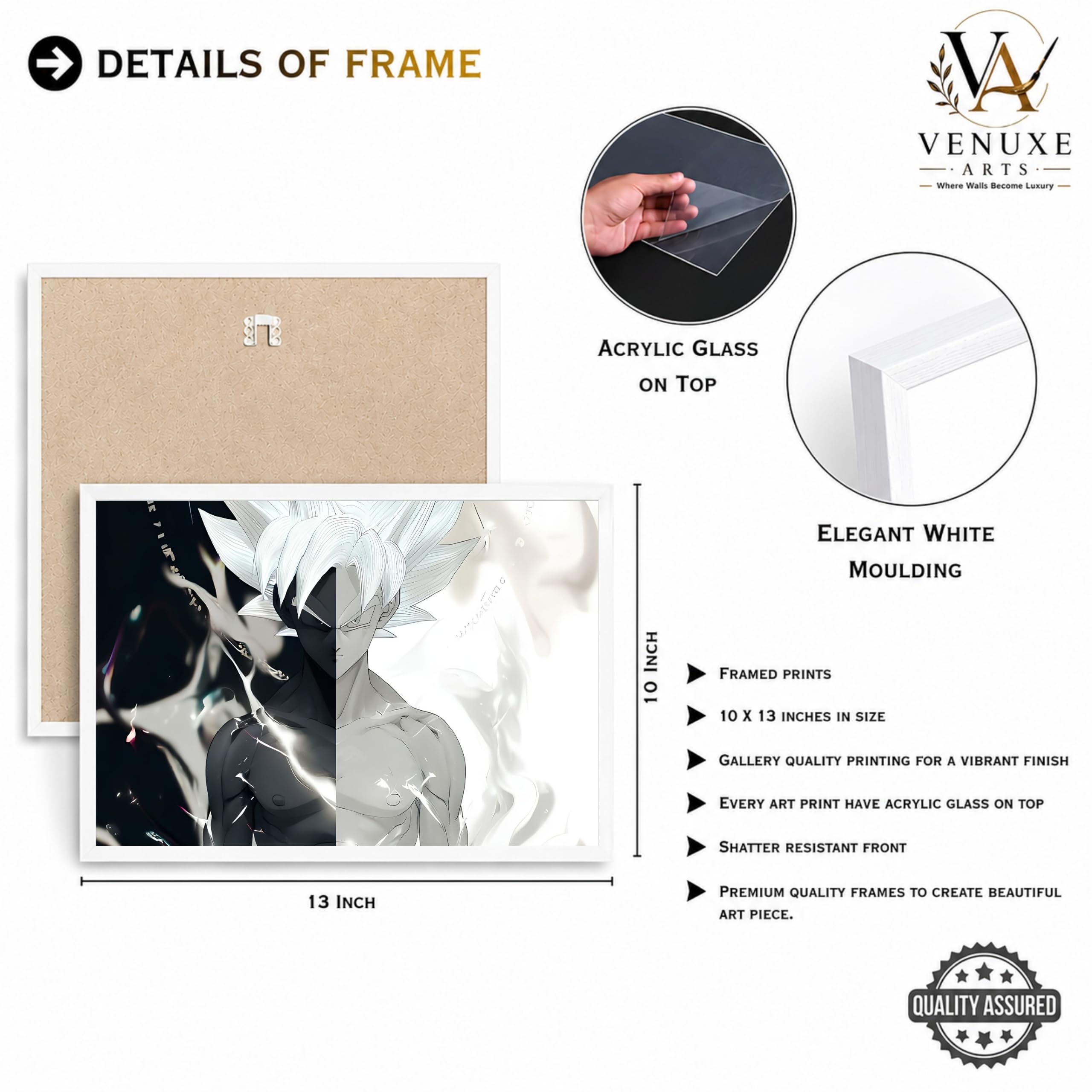 VENUXE ARTS Set Of 3 Anime Characters Wall Framed |Anime Characters Framed Poster for Living Room Bedroom Gaming Room Studio Wall Decor