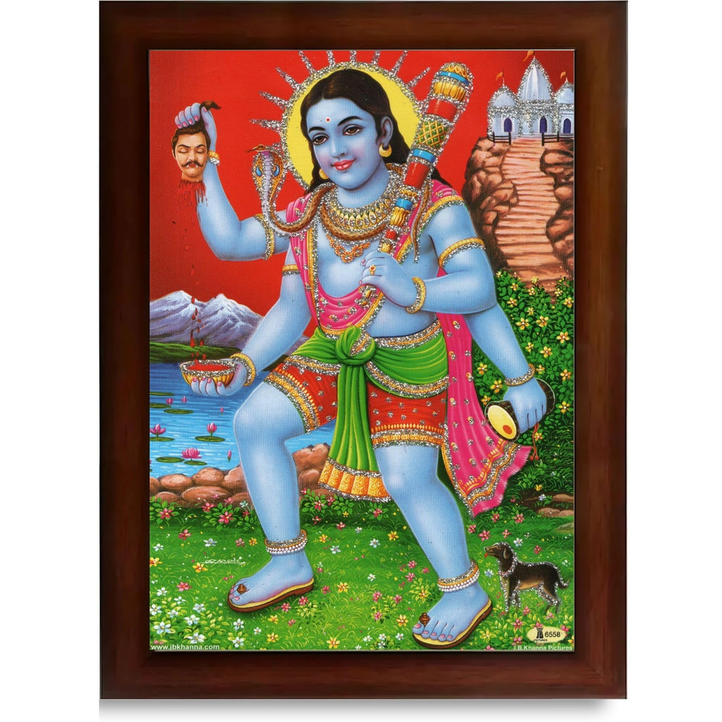 CRAFT QUEST Kaal Bhairav/Lord Bhairava/Bhairon Baba/Bhairavnath/Batuk Bhairav photo frame Religious Brown Photo Frame & Acrylic Sheet Glass