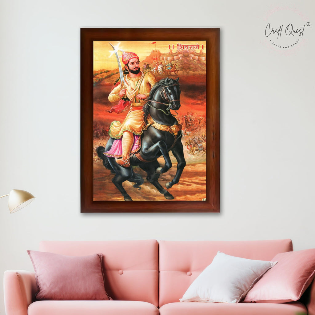 CRAFT QUEST Shivaji Maharaj Wall Photo Frame | For Living, Pooja Room | Home Decoration Item | Best Gifting Option