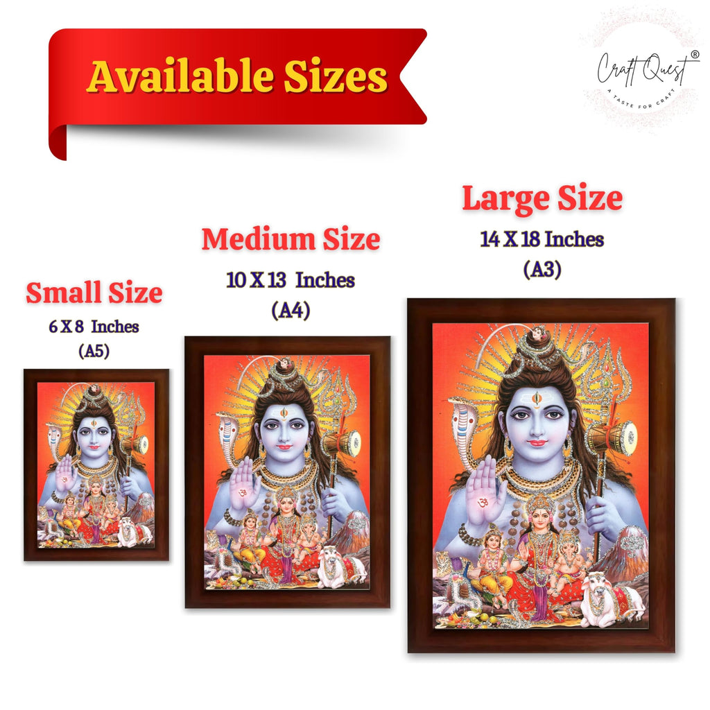 CRAFT QUEST God Shiv Ji Shiva Wall Painting | Premium Framed Hindu God Wall Art | Spiritual Mahadev Poster for Living Room, Bedroom, Office, Meditation, Pooja & Temple Décor Item |