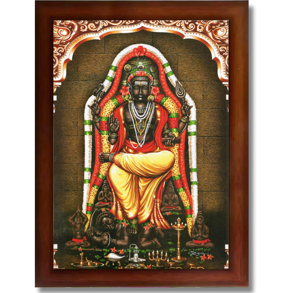 CRAFT QUEST Lord Dakshinamurthy Yoga Dakshinamoorthy Wall Photo Framed Home Decor | Religious Hindu God Picture Frame for Home, Office, Temple & Gifting