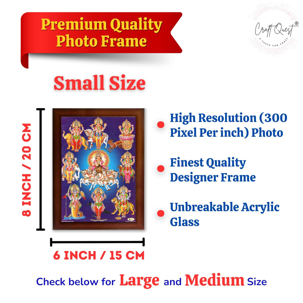 CRAFT QUEST Lord Surya Dev Bhagavan Bhagwan with 7 Horses Wall Painting | Hindu God Spiritual Framed | Ideal for Home, Office, Temple & Puja Room, Wall Decor