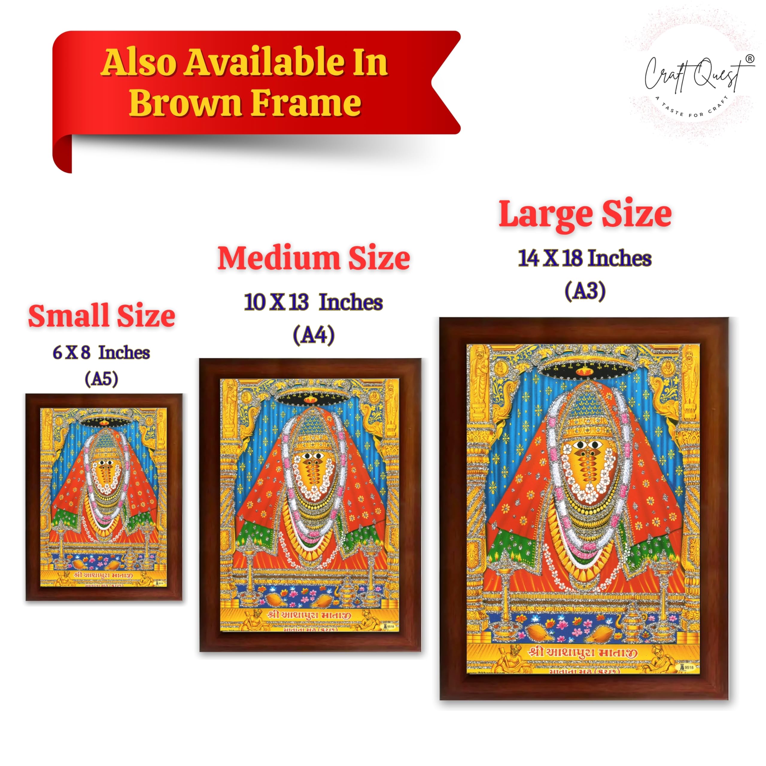 CRAFT QUEST Ashapura Maa Mata Ji Shri Nadol Mataji Wall Painting For Home Decor wooden framed