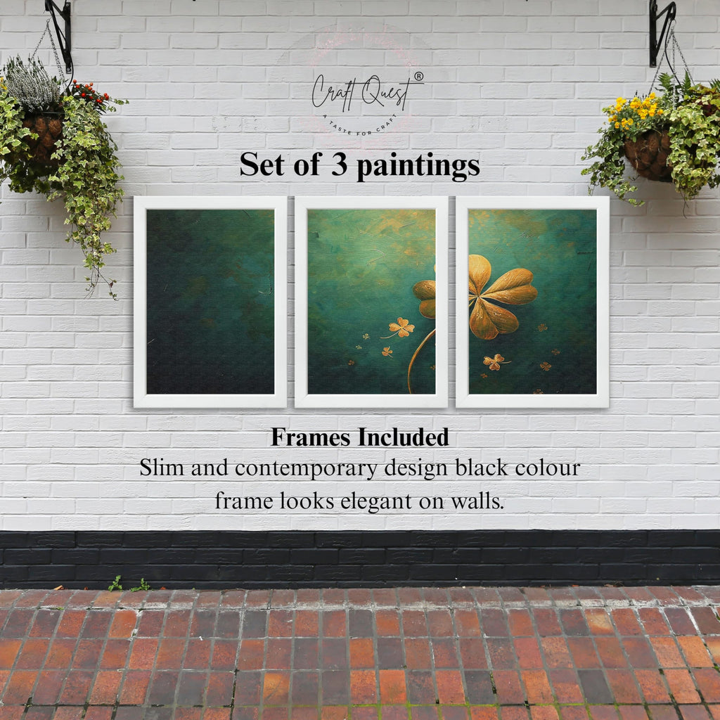 CRAFT QUEST Nature Inspired Flowers & Leaves Wall Art | Set of 3 Frames for Home Decoration | Ideal for Living Room, Bedroom & Offices