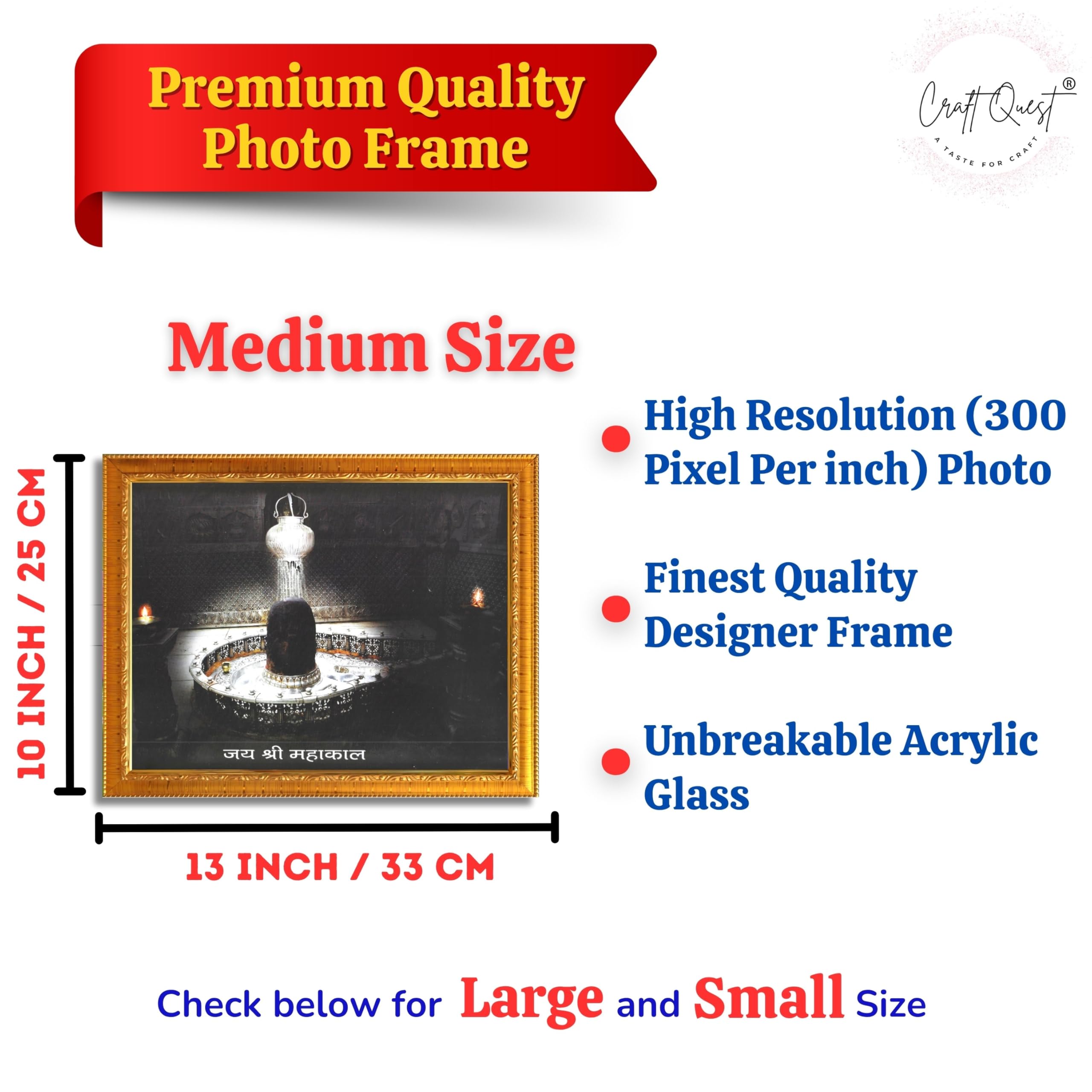 CRAFT QUEST Mahakaleshwar Photo Frame Mahadev Shiva Bholenath Mahakal Photo Frame, Religious Photo Frame