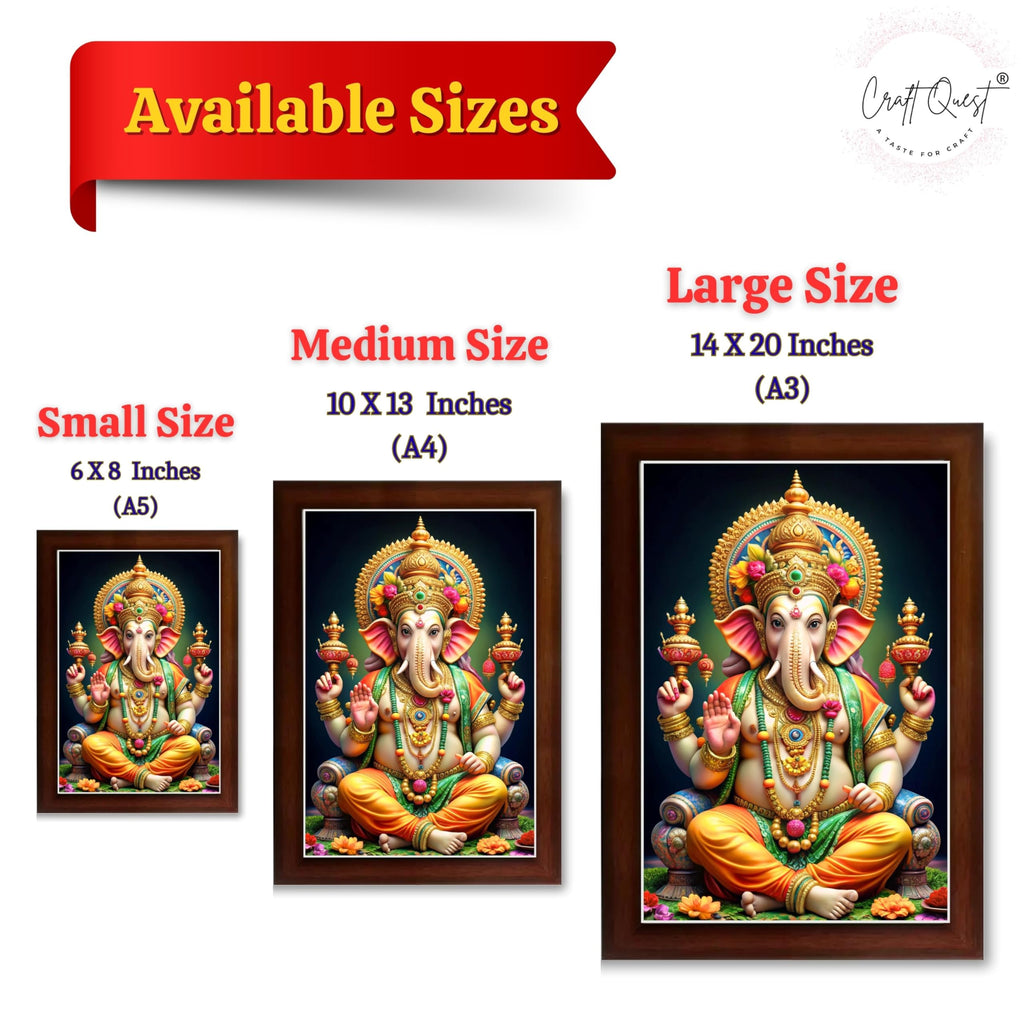 CRAFT QUEST God Ganesh Ganpati ji Ganesha Art Framed Painting Ready to Hang and Wall Decor
