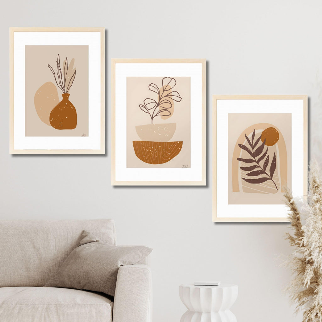 CRAFT QUEST Wall Art Decor Paintings | Set of 3 FLORAL Wall Art Frames for Home Decoration | Ideal for Living Room, Bedroom & Offices