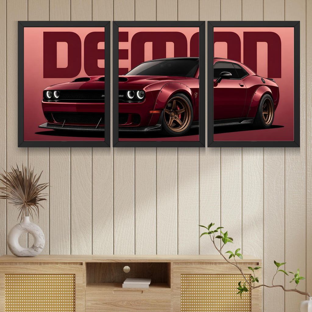 VENUXE ARTS Set Of 3 Big Sports Cars Framed Posters Gift Items for Boys Room Wall Decoration Bedroom Living Room Office Studio Décor | Car Poster Frame for Wall Décor