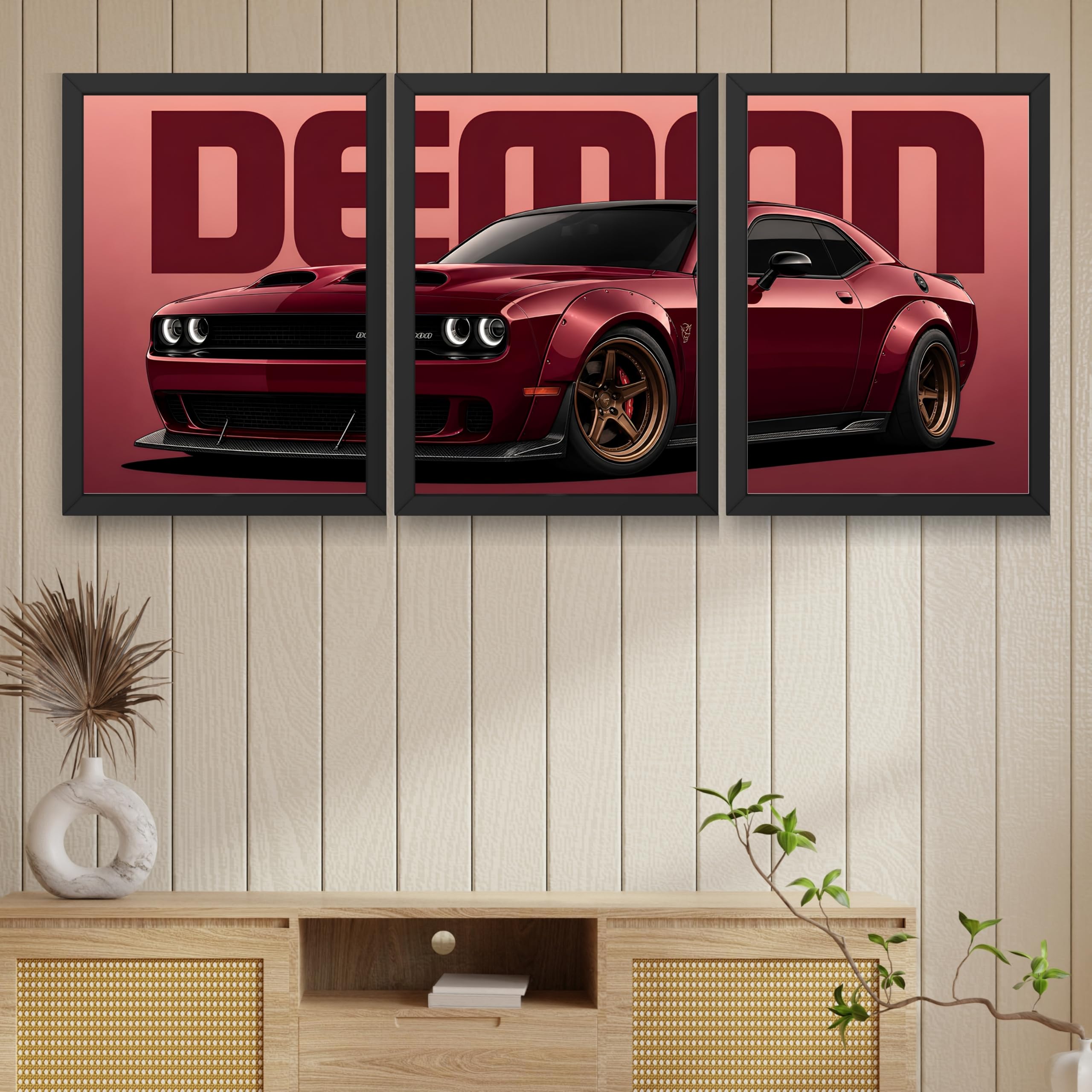 VENUXE ARTS Set Of 3 Big Sports Cars Framed Posters Gift Items for Boys Room Wall Decoration Bedroom Living Room Office Studio Décor | Car Poster Frame for Wall Décor