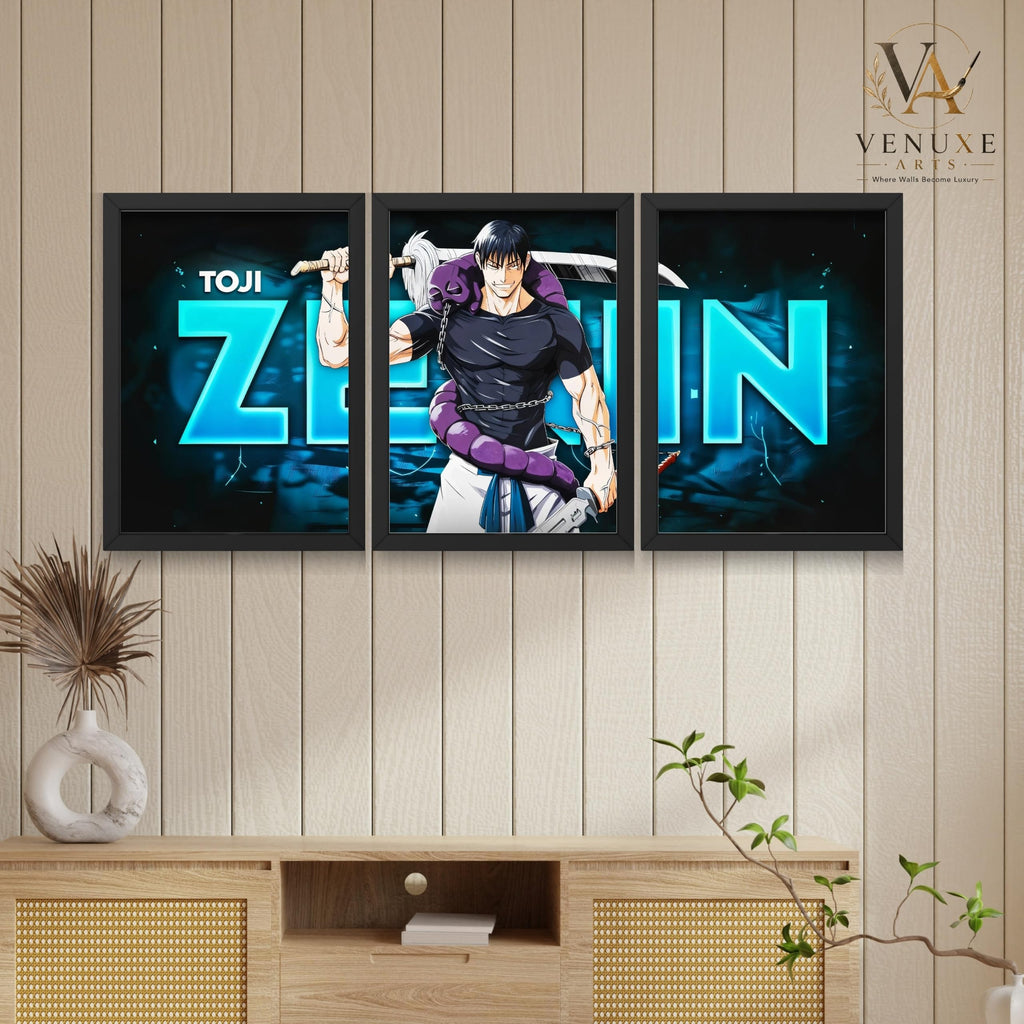 VENUXE ARTS Set Of 3 Anime Characters Wall Framed |Anime Characters Framed Poster for Living Room Bedroom Gaming Room Studio Wall Decor
