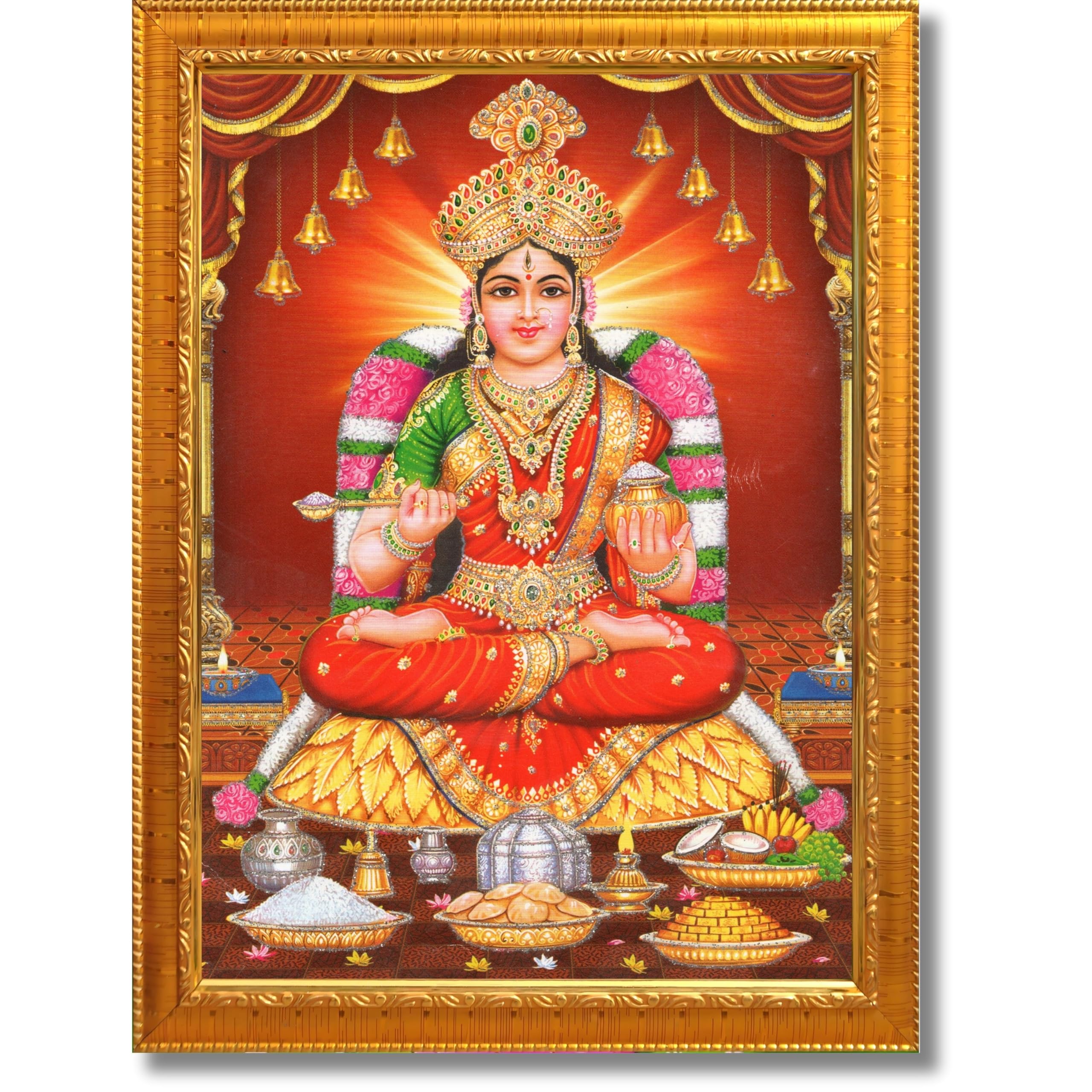 CRAFT QUEST Mata Annapurna Devi Photo for Kitchen Maa Wall Painting Framed Home Décor