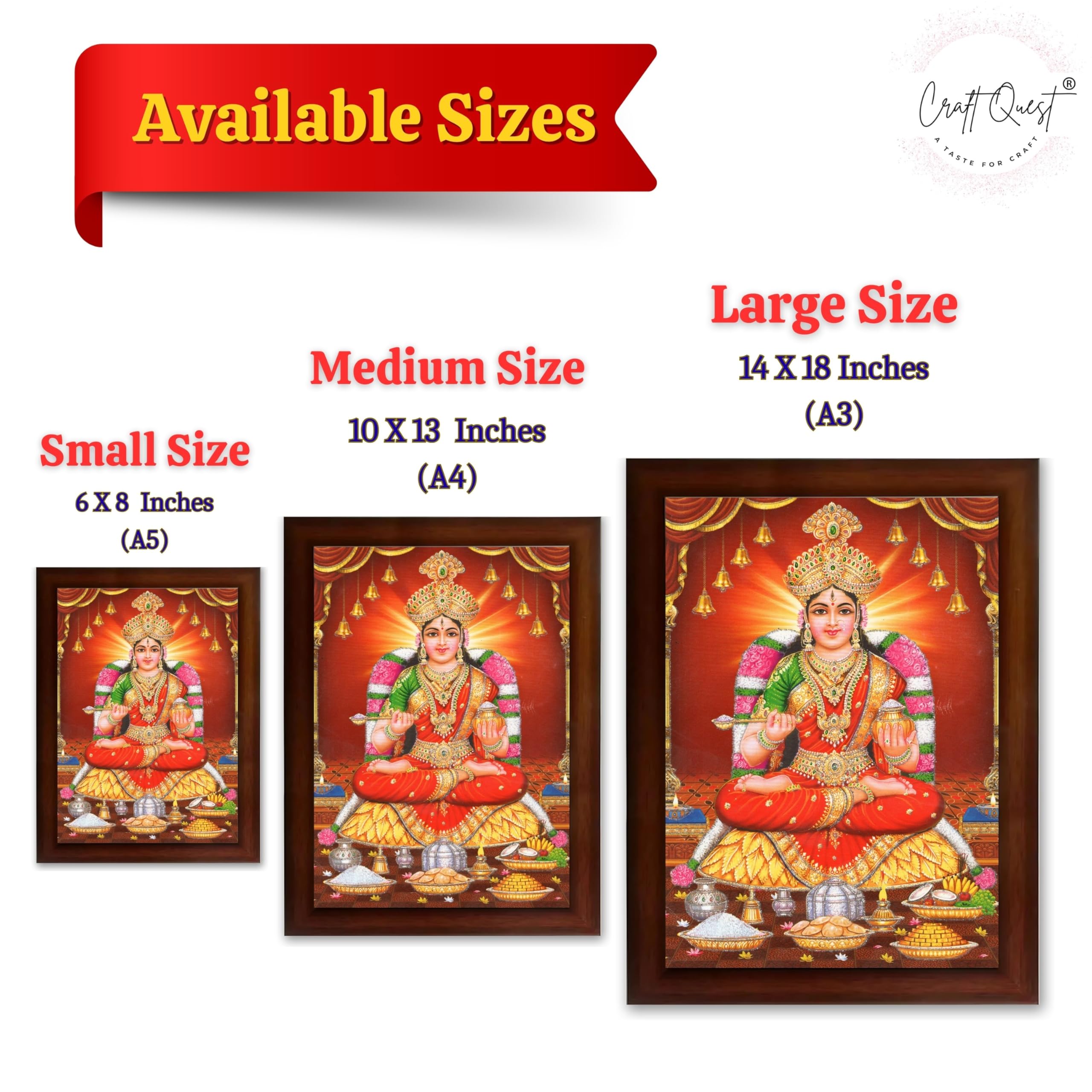 CRAFT QUEST Mata Annapurna Devi Photo for Kitchen Maa Wall Painting Framed Home Décor