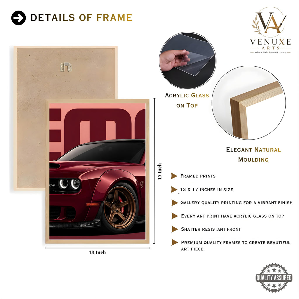 VENUXE ARTS Set Of 3 Big Sports Cars Framed Posters Gift Items for Boys Room Wall Decoration Bedroom Living Room Office Studio Décor | Car Poster Frame for Wall Décor