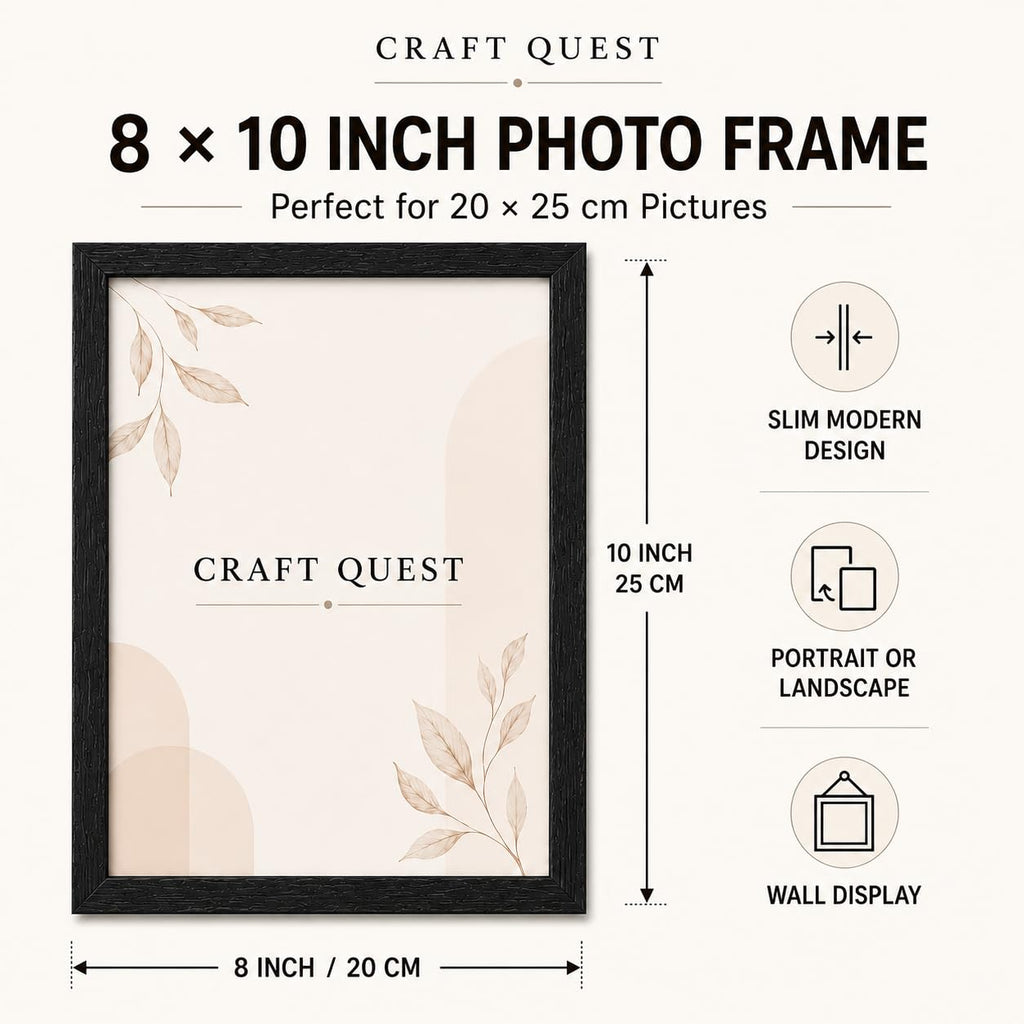 CRAFT QUEST 4X6 Inch Size synthetic Wall Mount Photo frames Single For Home Decoration, Living Room, Office Decoration (Natural, Set of 1)
